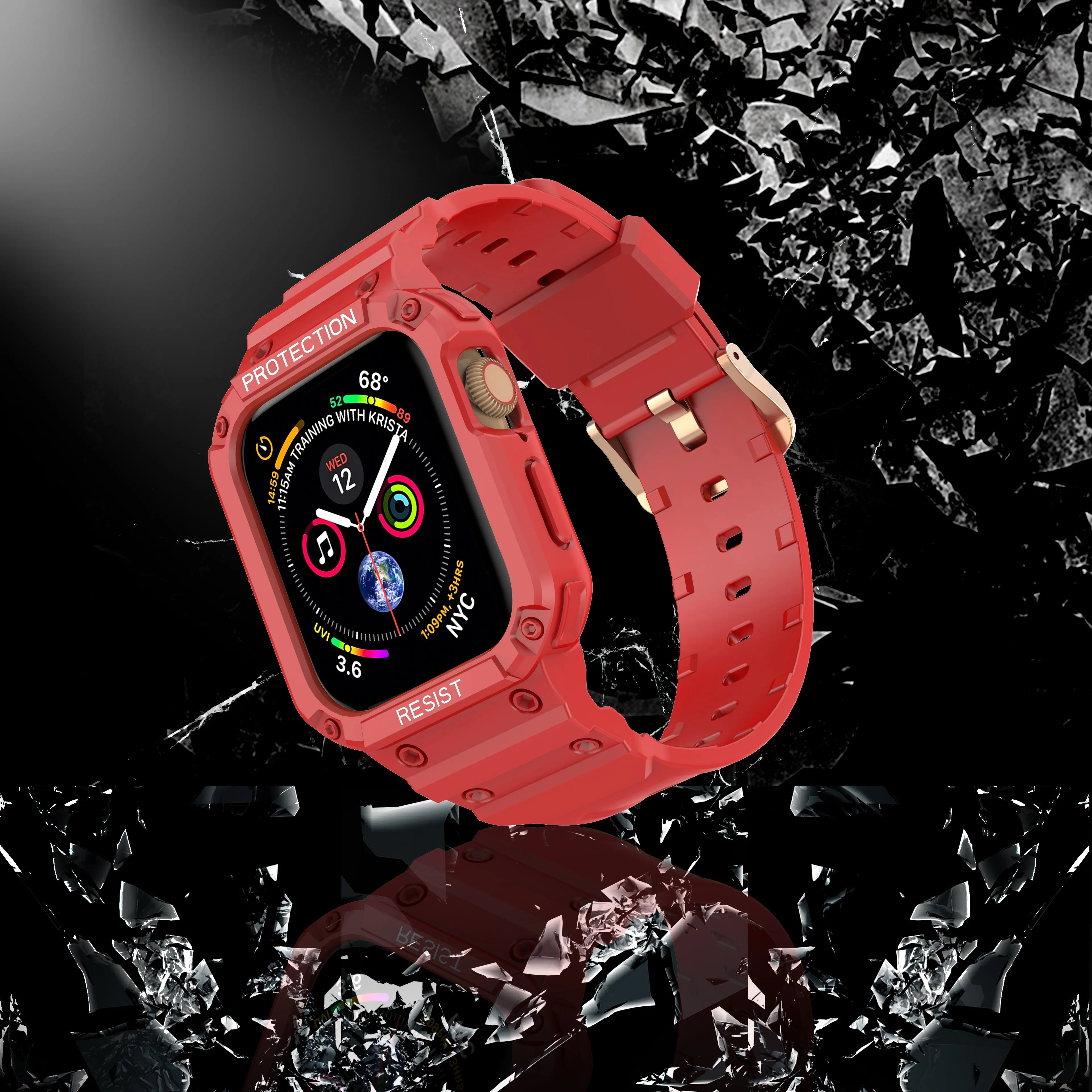 Uni-Body Protective TPU Band with Bumper Case for Apple Watch