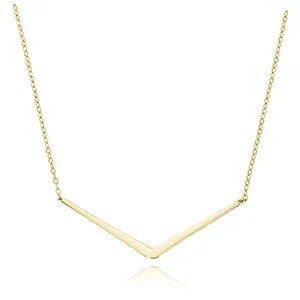 Wide Straight Edge "V" Necklace