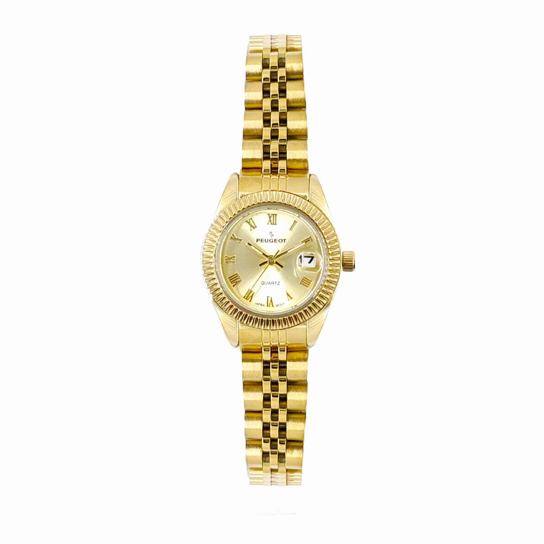 Women's All-Gold 26mm Fluted Bezel Steel Bracelet Watch