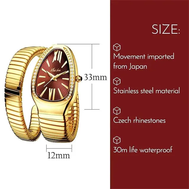 Women's Snake Shape Luxury Wrist Watch