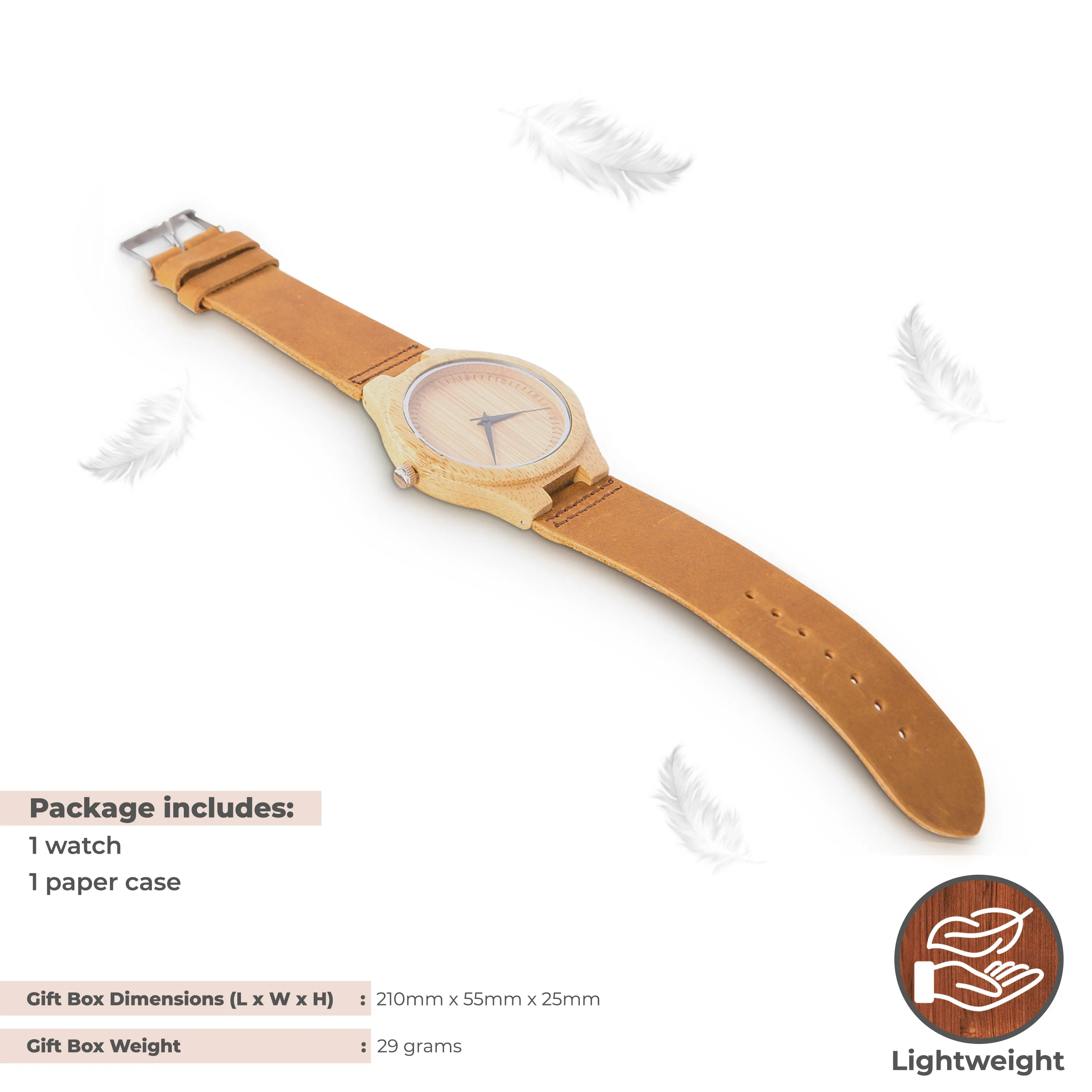 Wood Quartz Watch w/ Leather Band