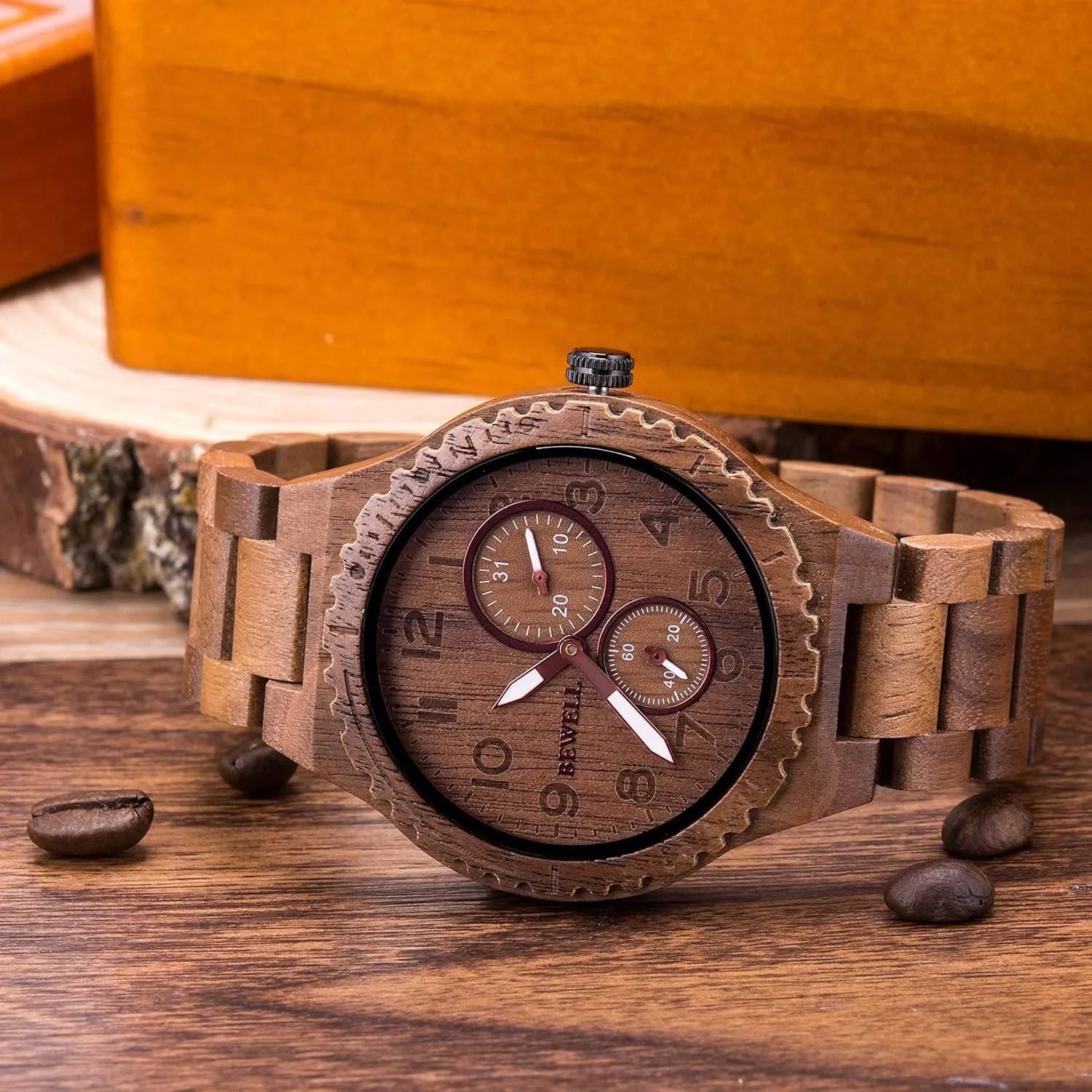 Wood Watches for Men Analog Quartz Handcraft Lightweight